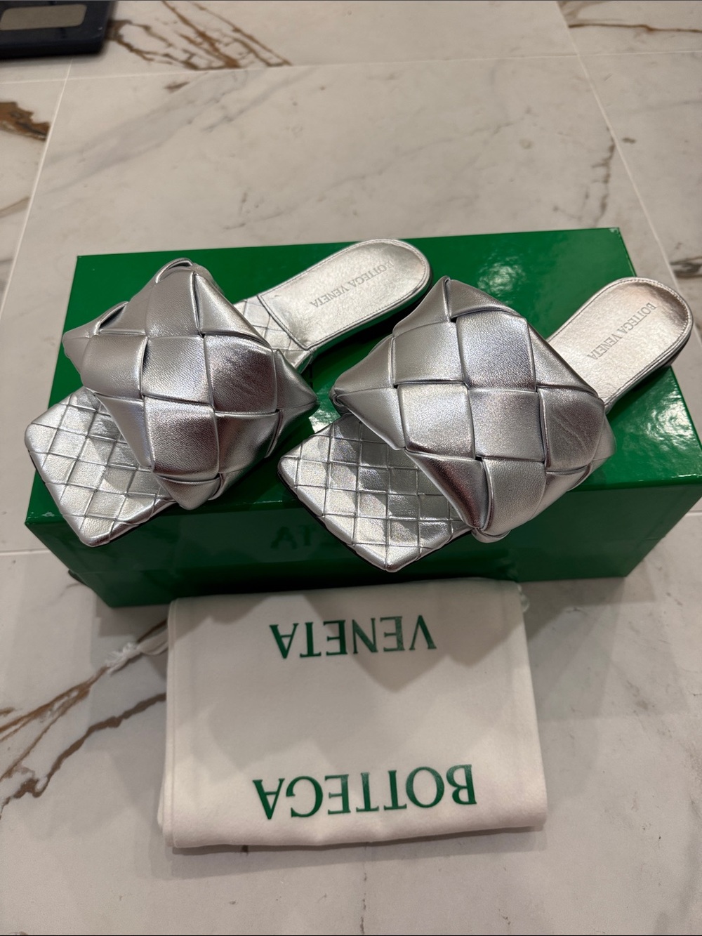 Brand New BV Silver Lido Flat Sandals